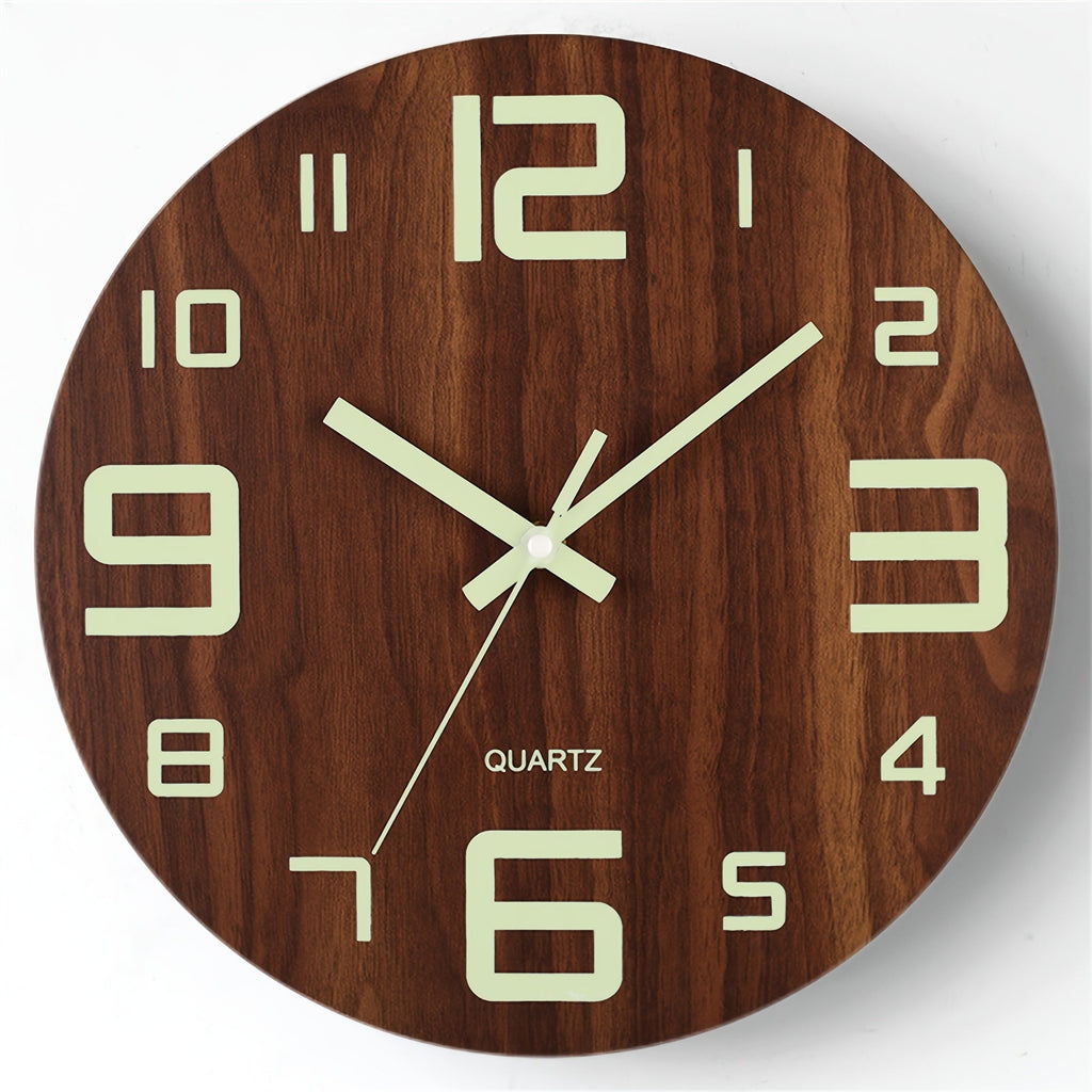 Walnut Luminous Wall Clock