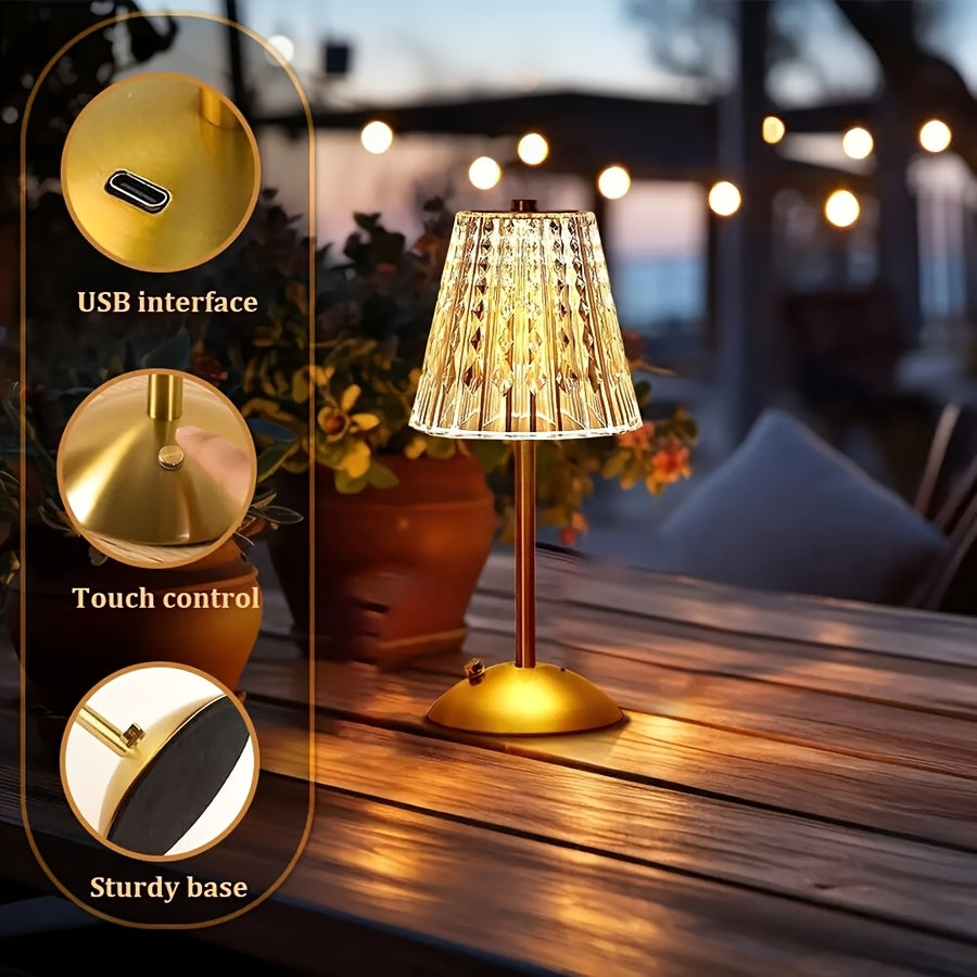 Crystal Touch Rechargeable Table Lamp