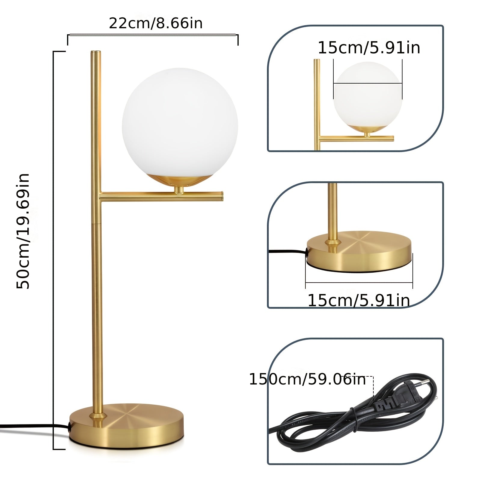 Golden Globe Glass Table Lamp