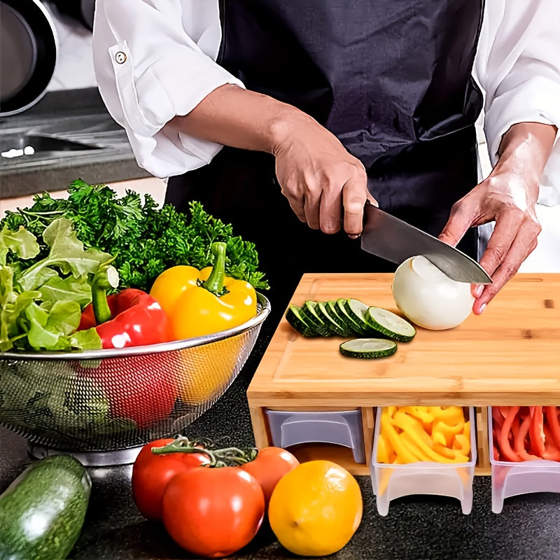 Bamboo Cutting Board Prep Station