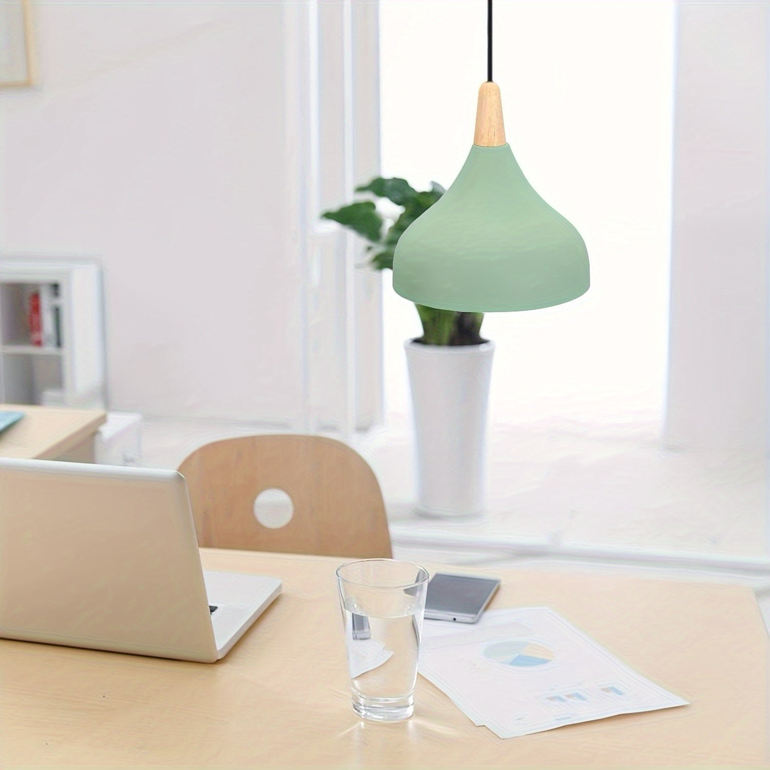 Teardrop Metal & Wood Pendant Light