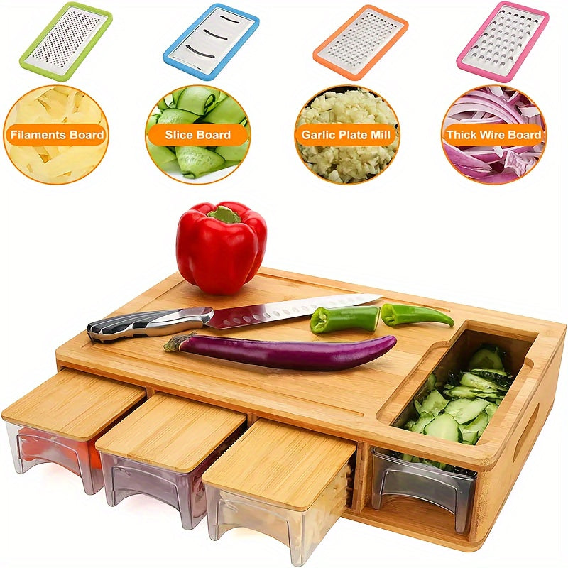 Bamboo Cutting Board Prep Station