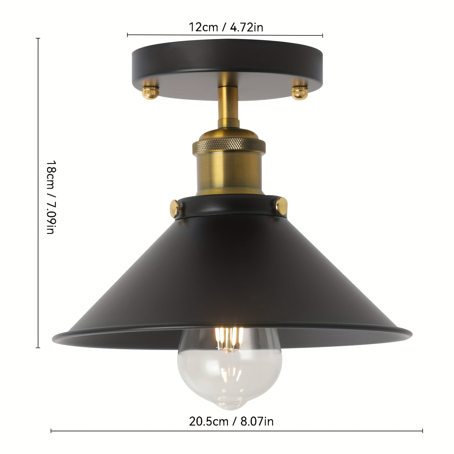 Industrial Black Semi Flush Ceiling Light