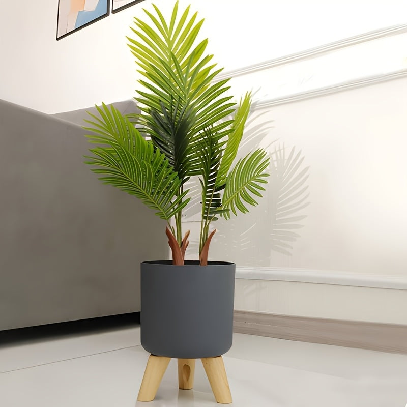 Round Planter Pot with Wooden Legs