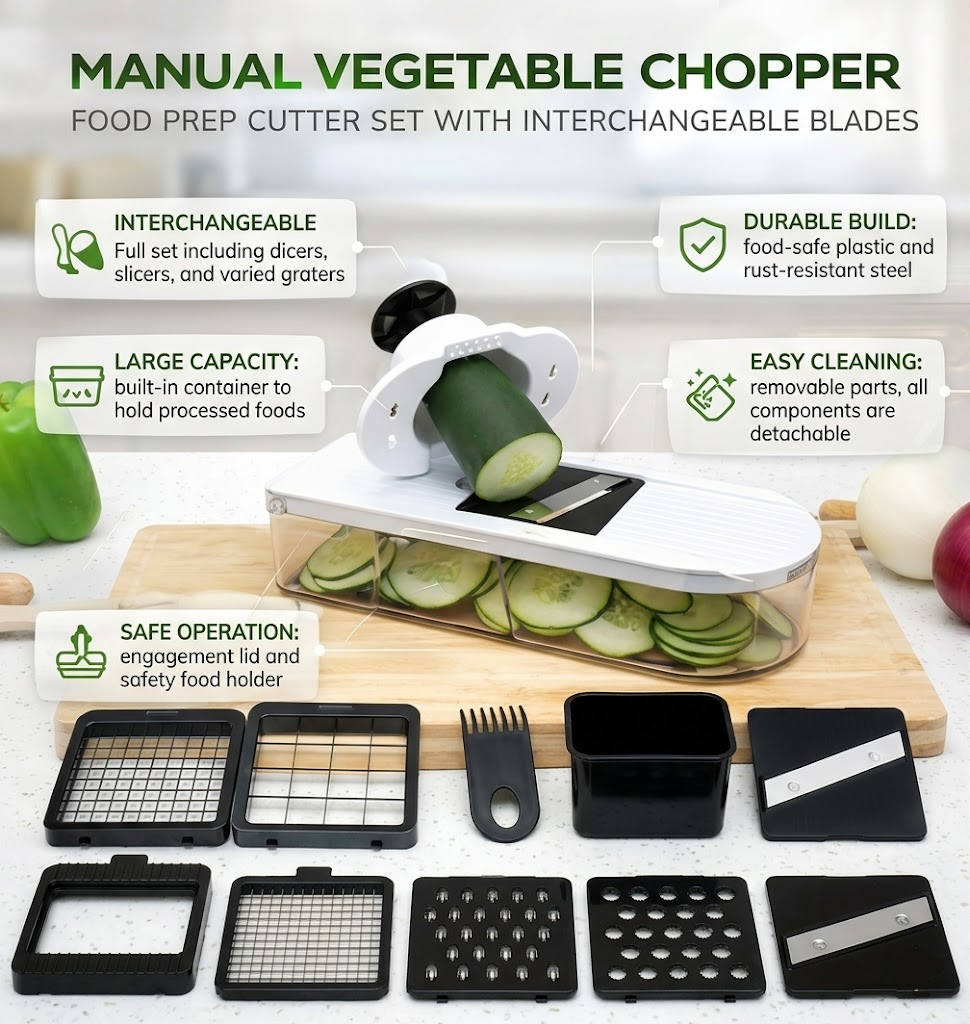 Manual Vegetable Chopper Food Prep Set