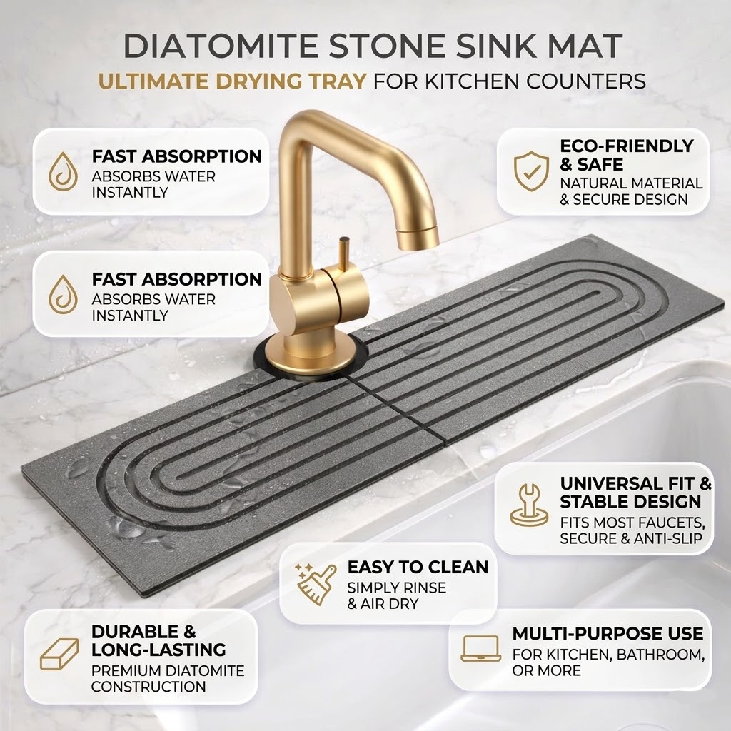 Diatomite Stone Sink Drying Tray