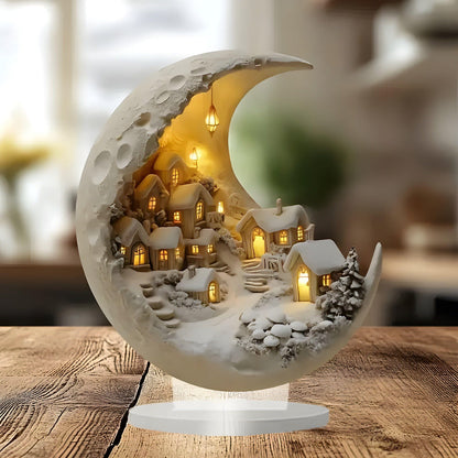 Acrylic Moon Village Scene Decorative Accent for Whimsical Home Decor 3