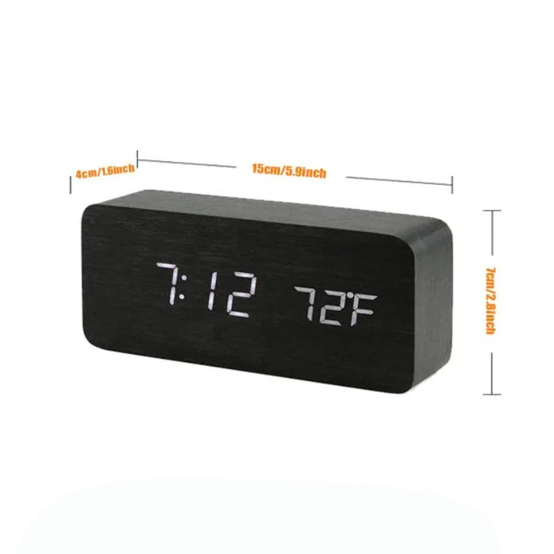 Digital LED Wood Desk Alarm Clock