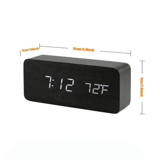 Digital LED Wood Desk Alarm Clock