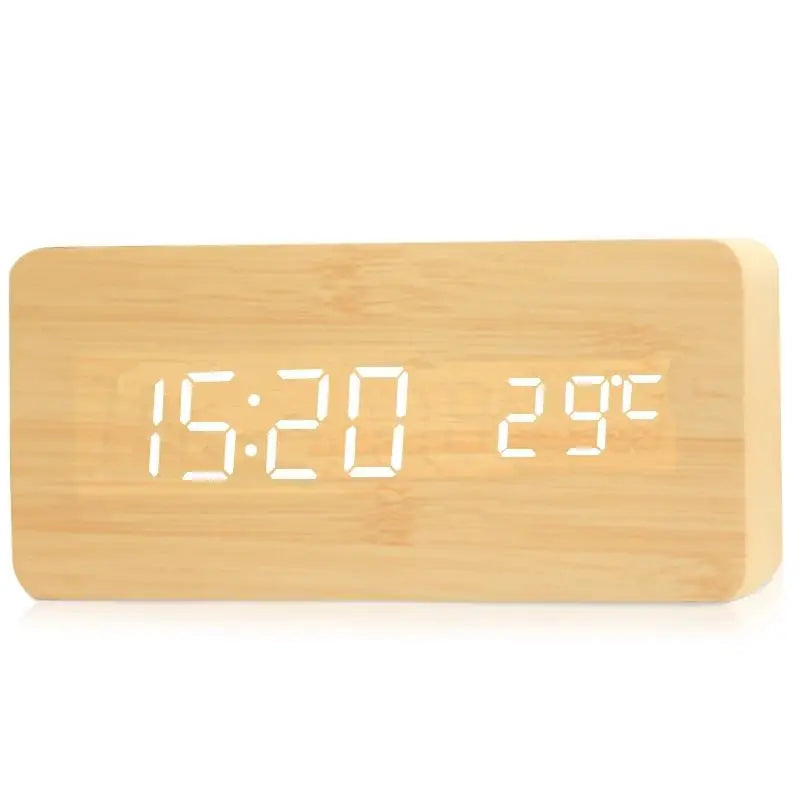 Digital LED Wood Desk Alarm Clock