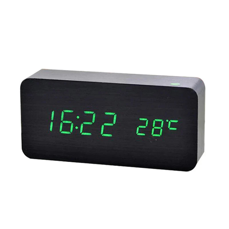 Digital LED Wood Desk Alarm Clock