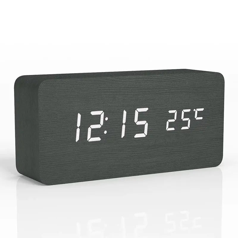 Digital LED Wood Desk Alarm Clock
