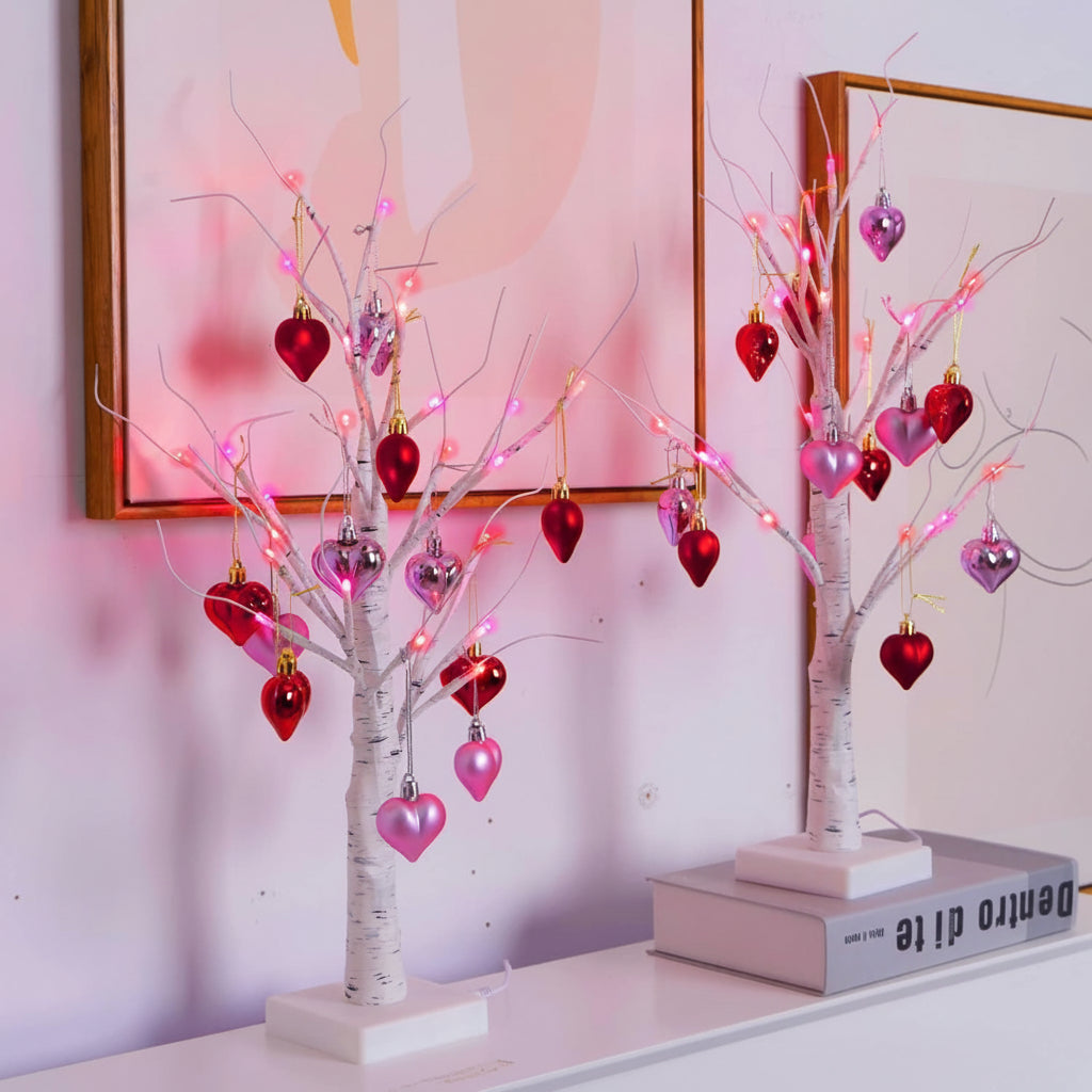 LED Birch Tree Heart Table Light