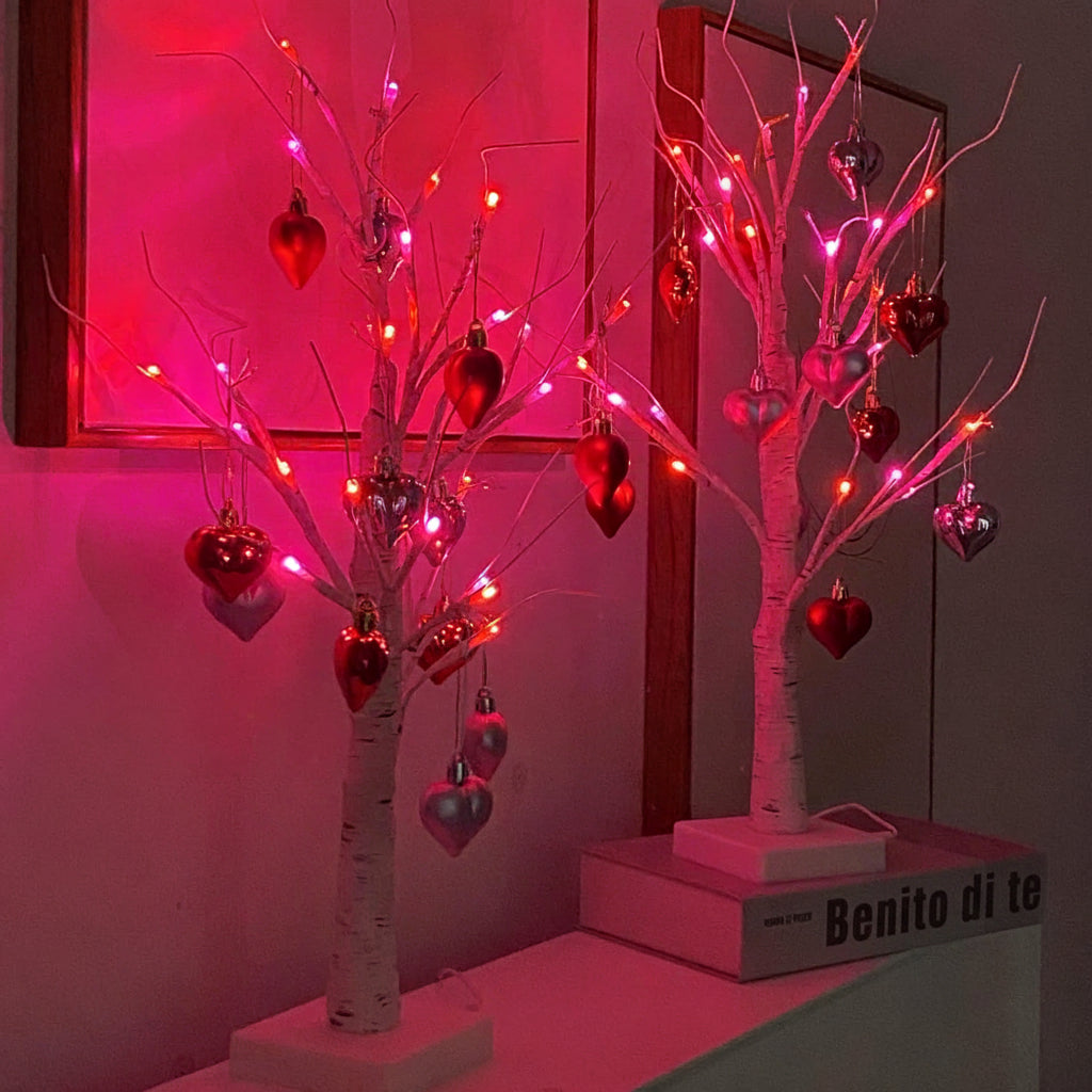 LED Birch Tree Heart Table Light