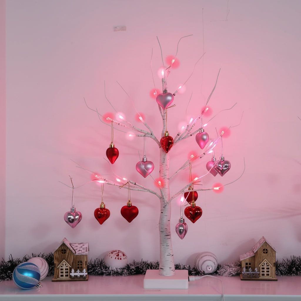 LED Birch Tree Heart Table Light