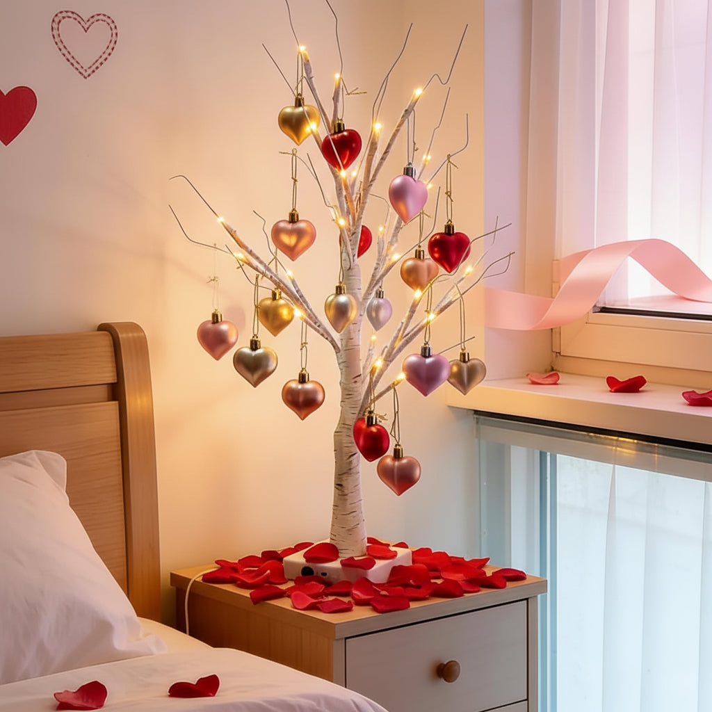 LED Birch Tree Heart Table Light