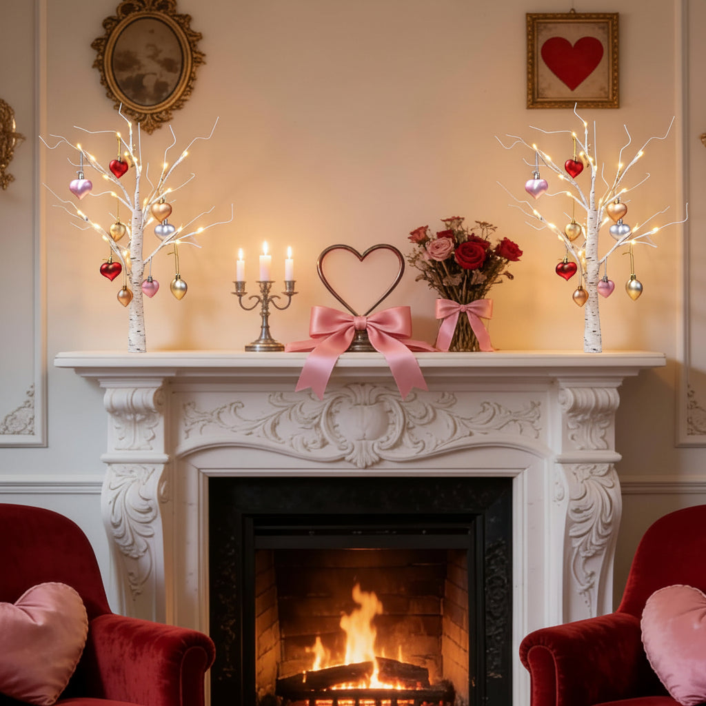 LED Birch Tree Heart Table Light