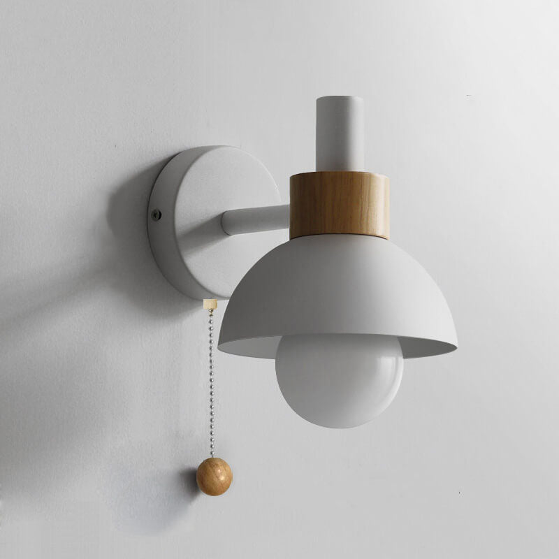 Nordic Wood Pull-Switch Wall Lamp