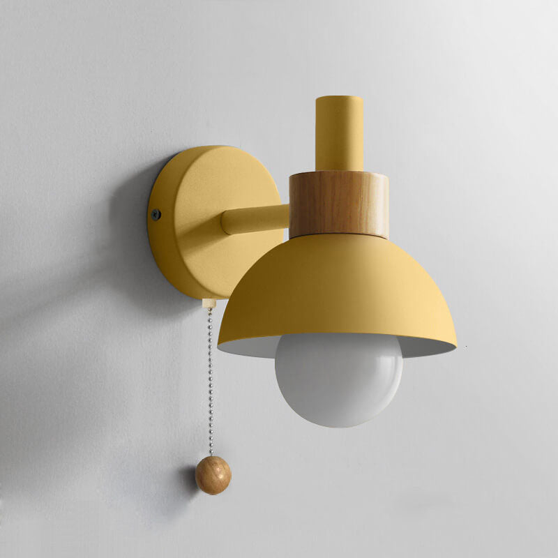 Nordic Wood Pull-Switch Wall Lamp