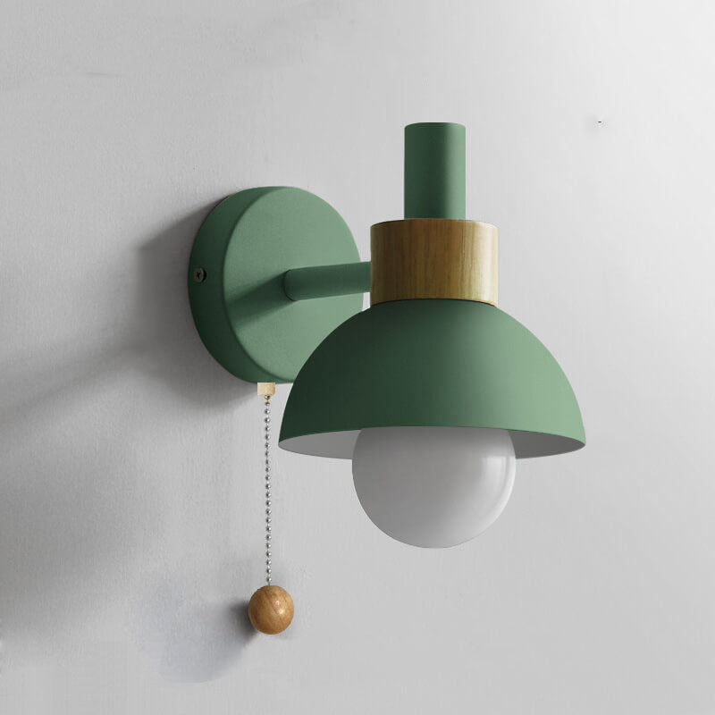 Nordic Wood Pull-Switch Wall Lamp
