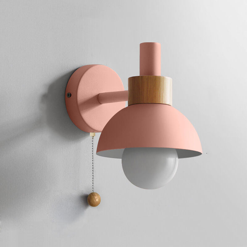 Nordic Wood Pull-Switch Wall Lamp