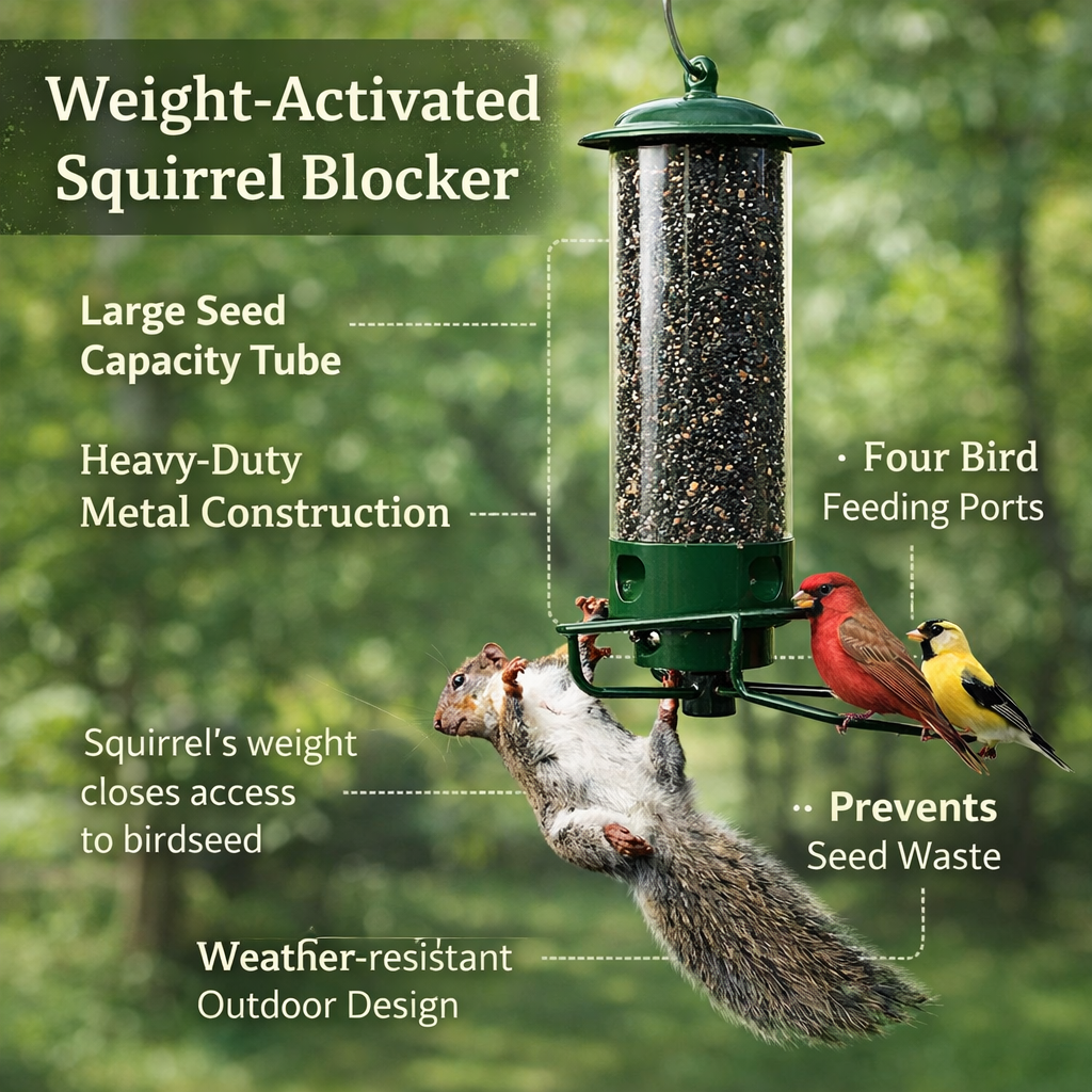 Squirrel Proof Metal Tube Bird Feeder