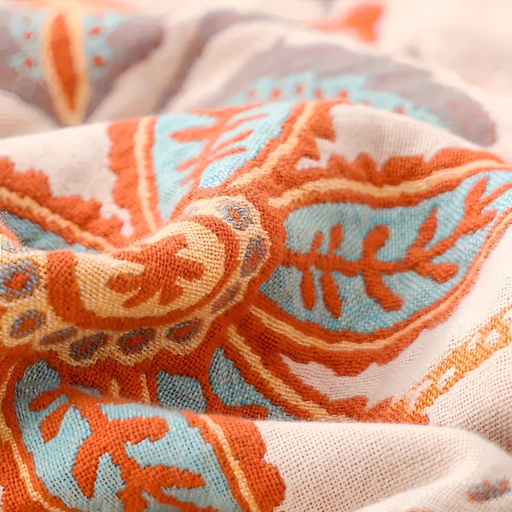 Floral Boho Fringe Throw Blanket