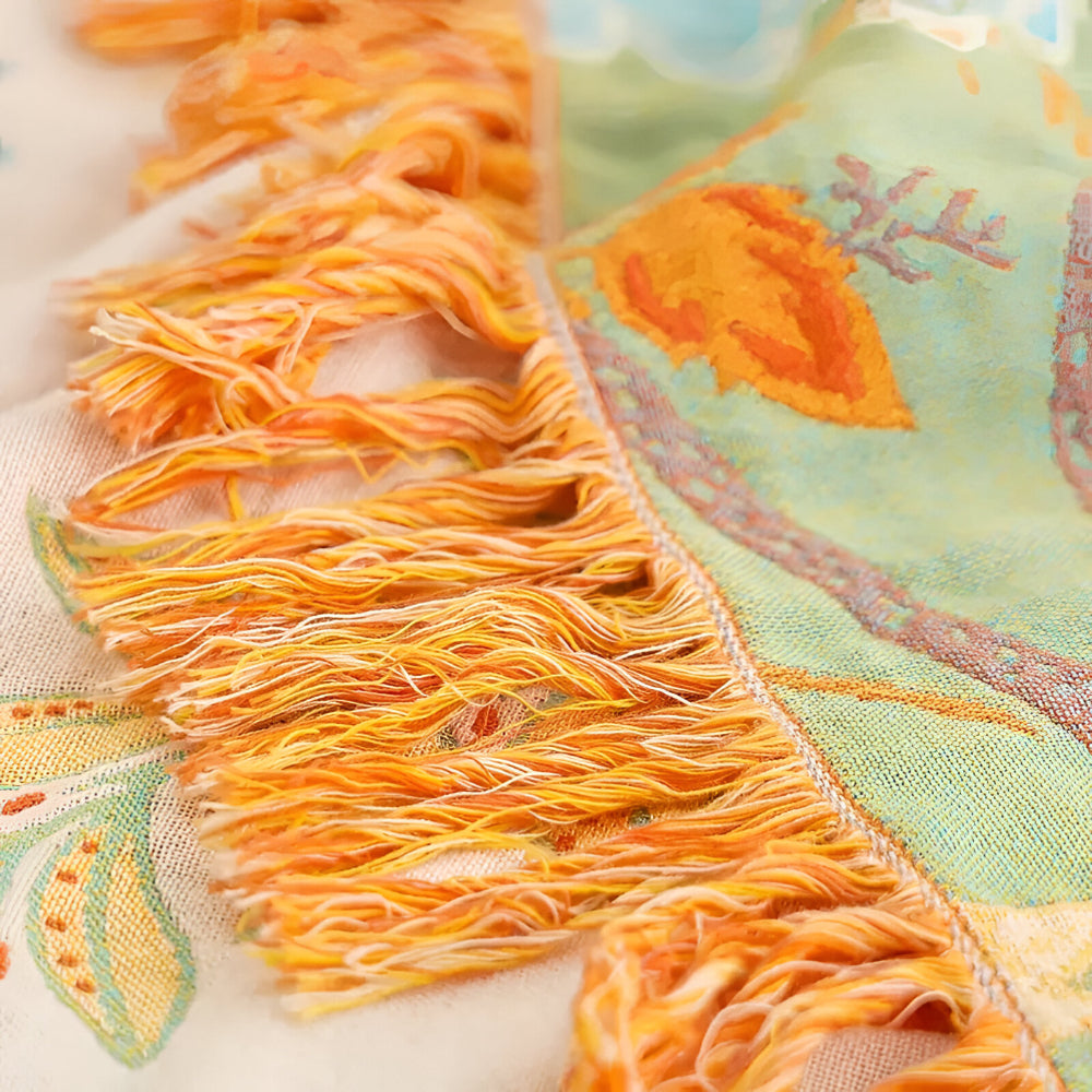 Floral Boho Fringe Throw Blanket