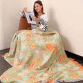 Floral Boho Fringe Throw Blanket