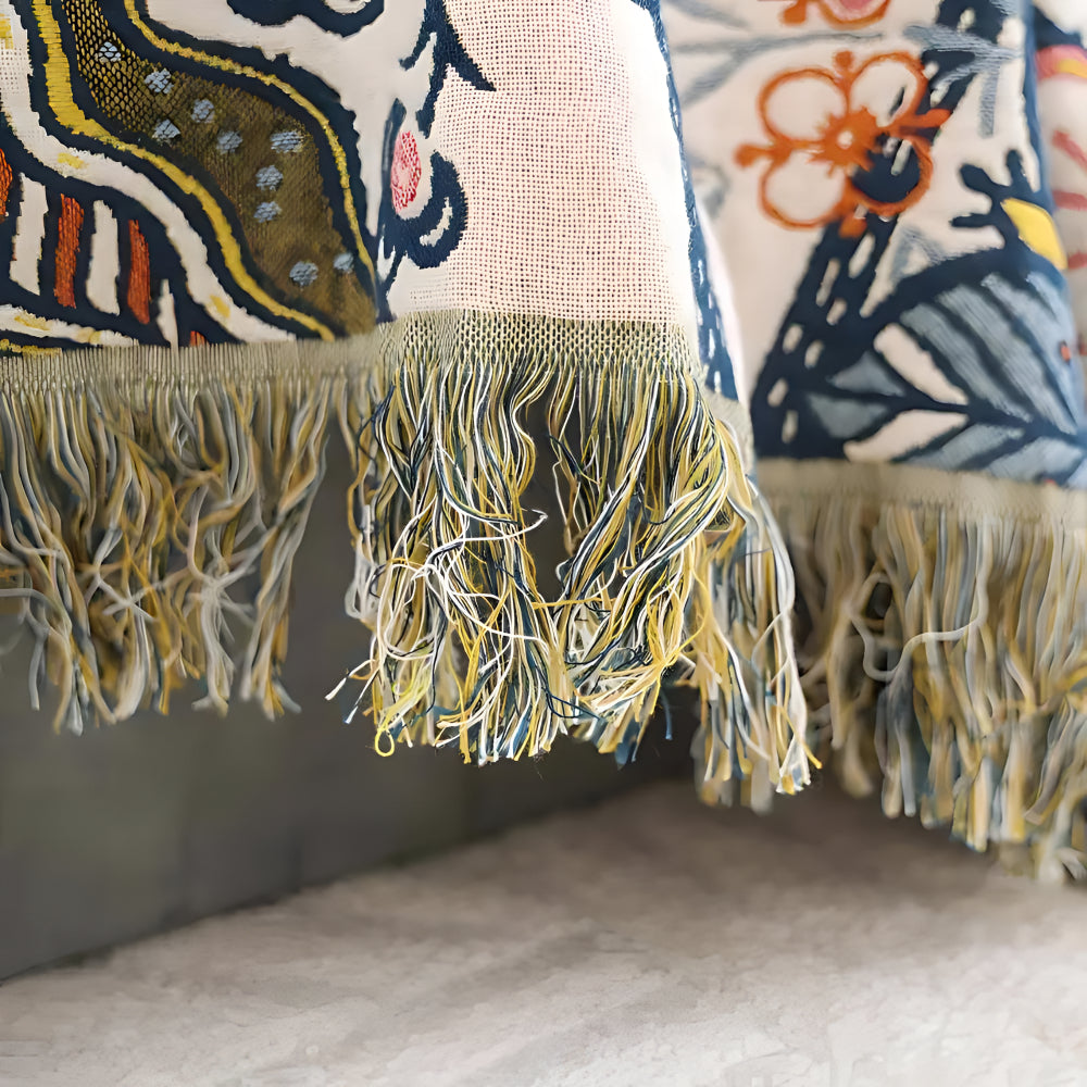 Reversible Floral Tassel Throw Blanket