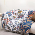 Reversible Floral Tassel Throw Blanket
