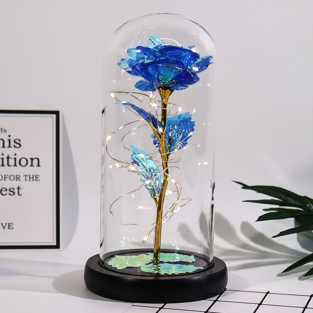 Rose Figure Glass Dome Display