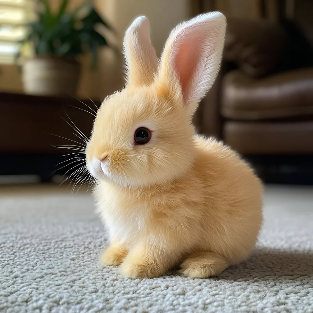 Lifelike Sitting Bunny Figurine Decor