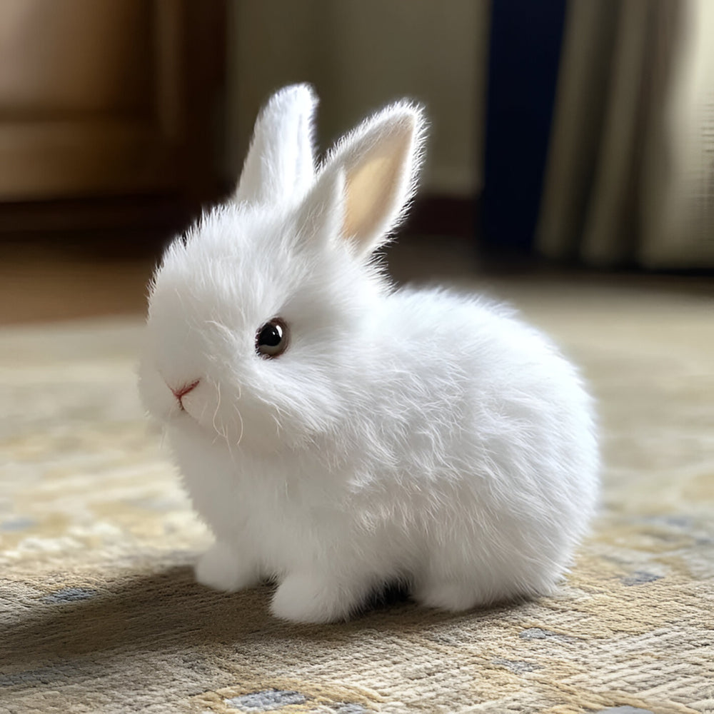 Lifelike Sitting Bunny Figurine Decor