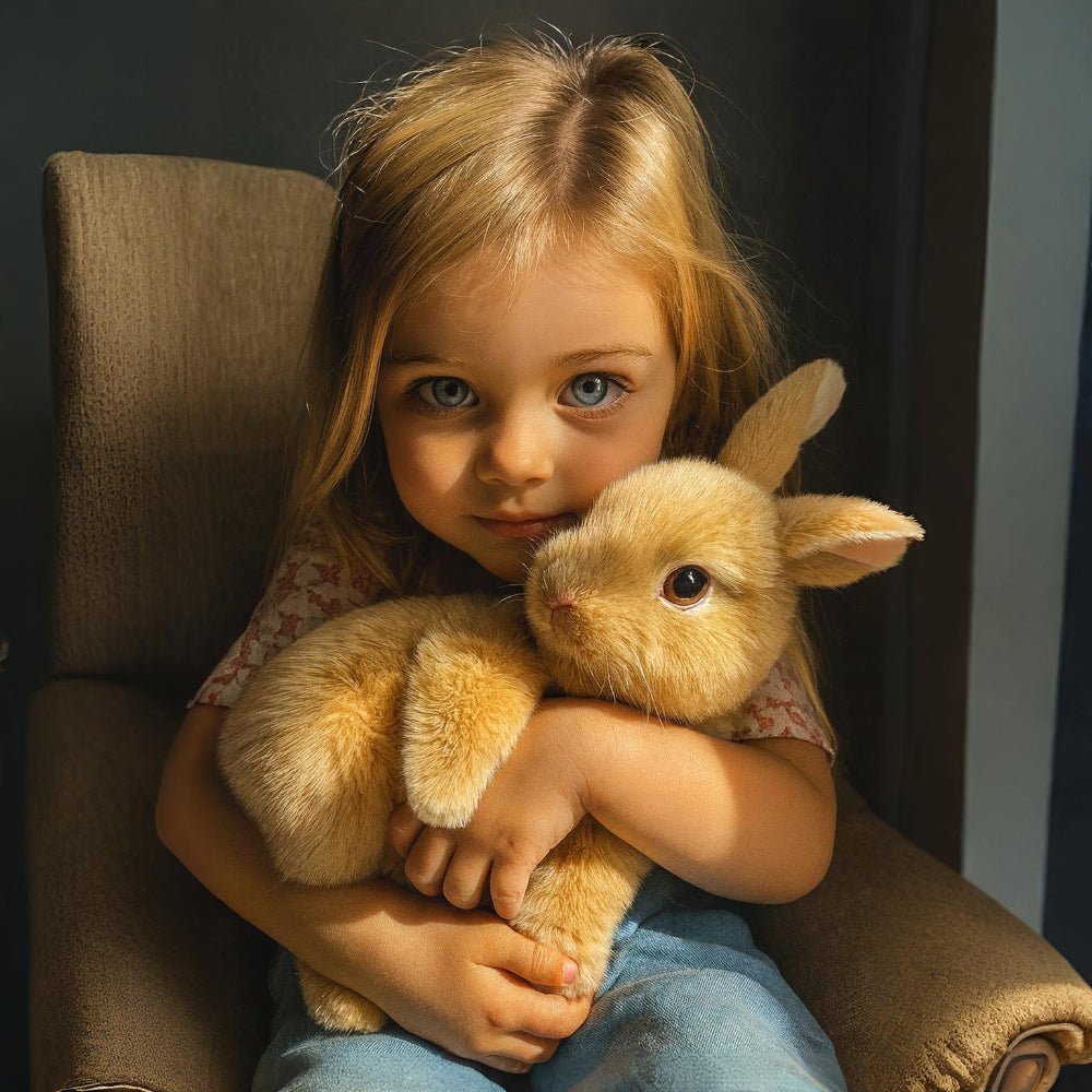 Lifelike Sitting Bunny Figurine Decor