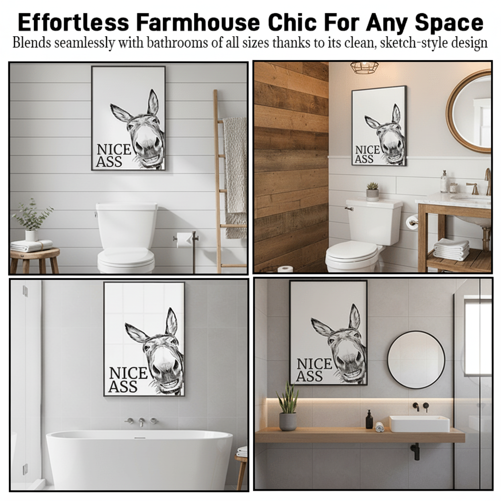 Funny Farmhouse Bathroom Canvas Art