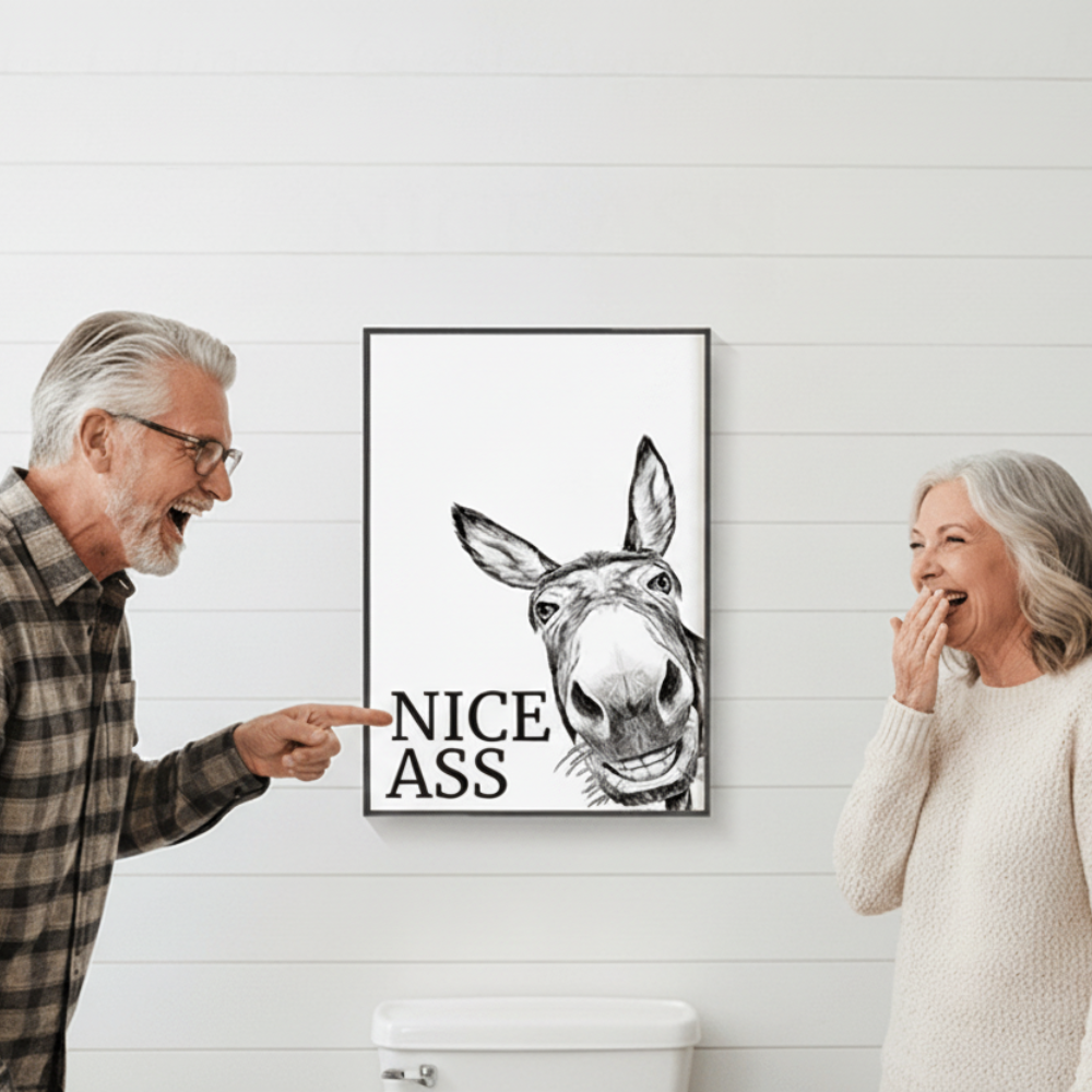 Funny Farmhouse Bathroom Canvas Art