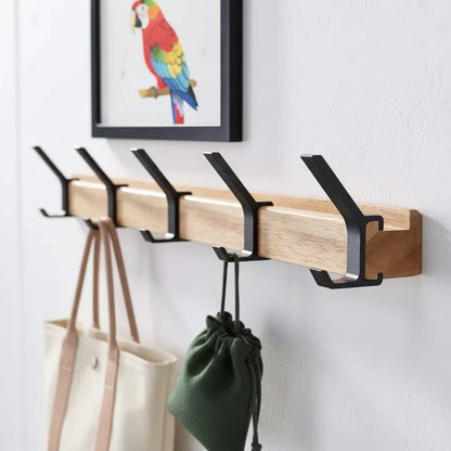 Scandinavian Wood Hook Entryway Rack