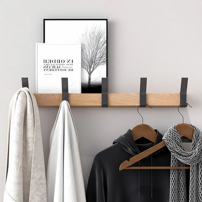 Scandinavian Wood Hook Entryway Rack