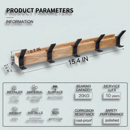 Scandinavian Wood Hook Entryway Rack