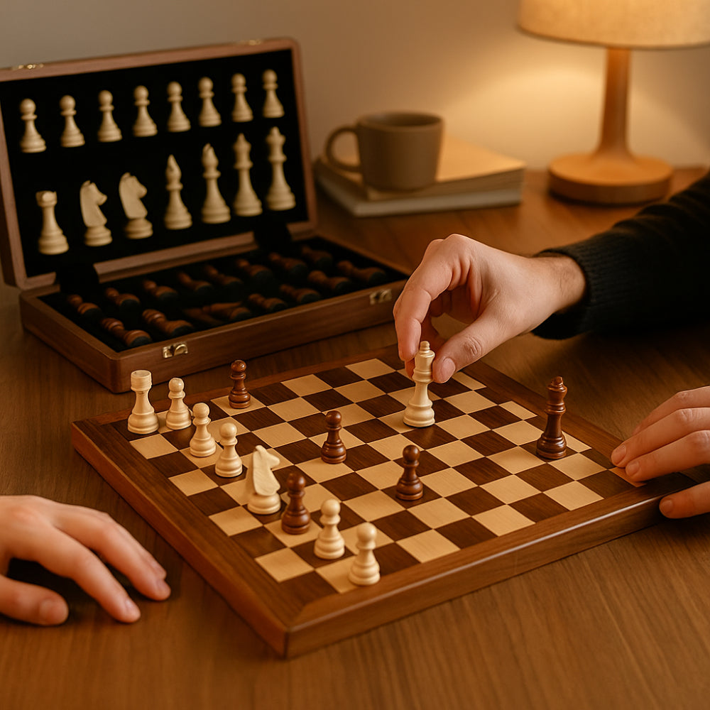 Wooden Chess Set with Storage Case