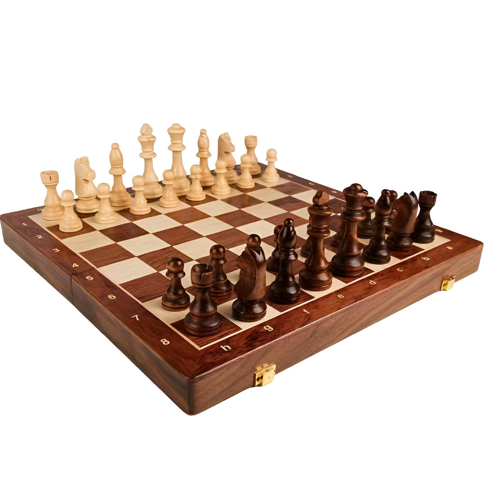 Wooden Chess Set with Storage Case