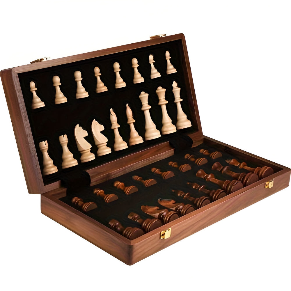 Wooden Chess Set with Storage Case
