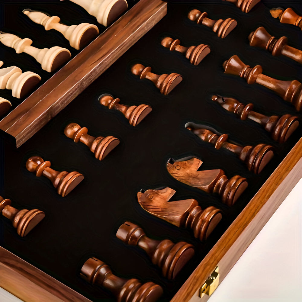 Wooden Chess Set with Storage Case