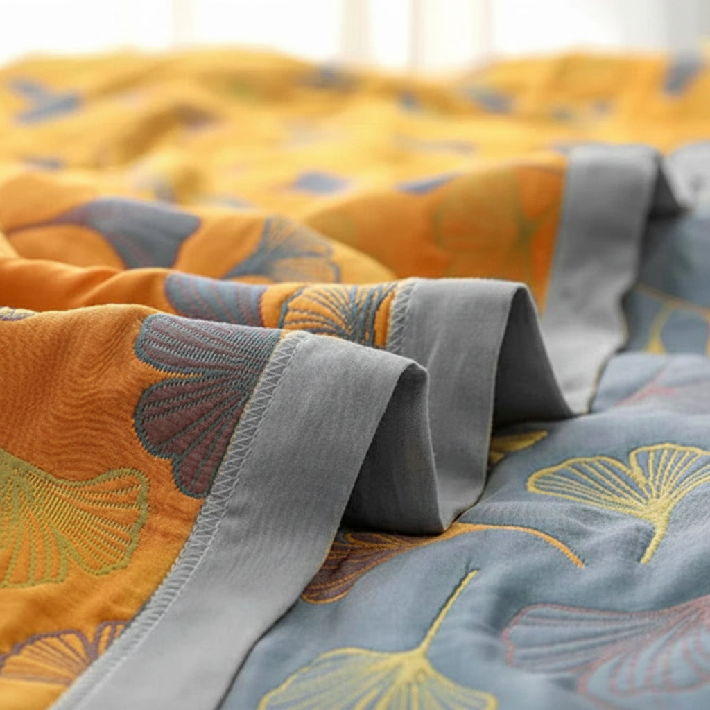 Reversible Leaf Pattern Throw Blanket