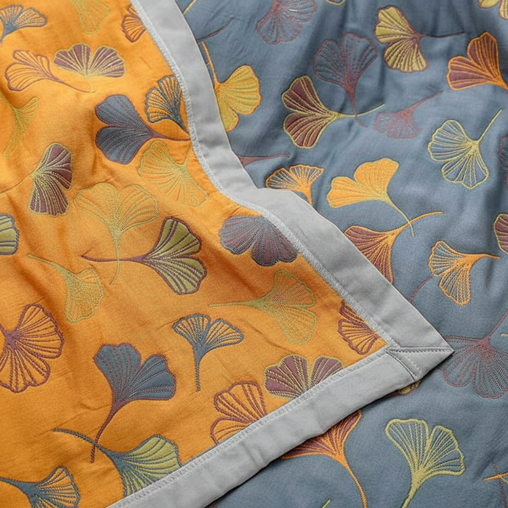 Reversible Leaf Pattern Throw Blanket