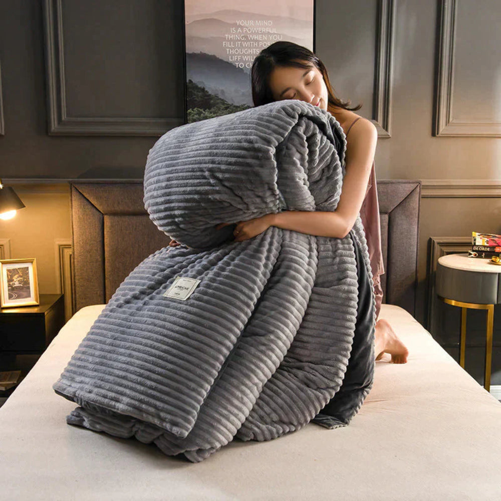 Cozy Velvety Fleece Duvet Cover King Size Soft Warm Bedding Set 0