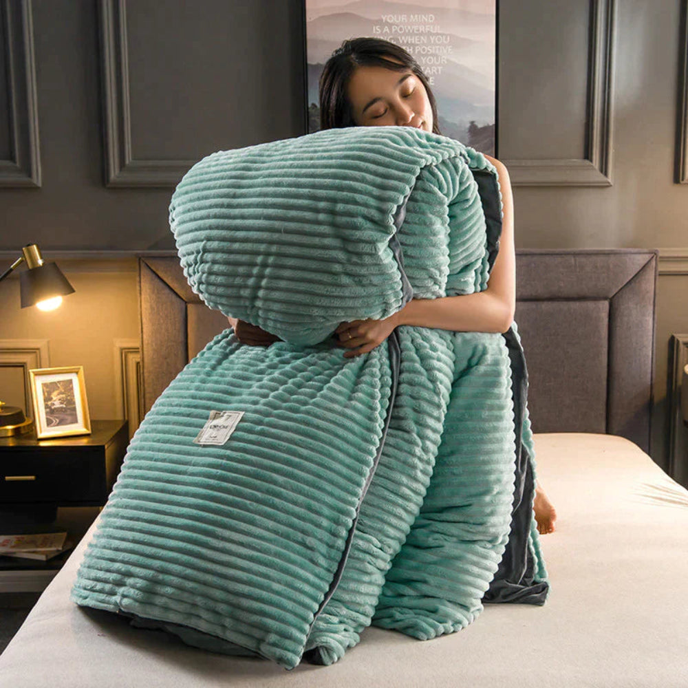Cozy Velvety Fleece Duvet Cover King Size Soft Warm Bedding Set 3