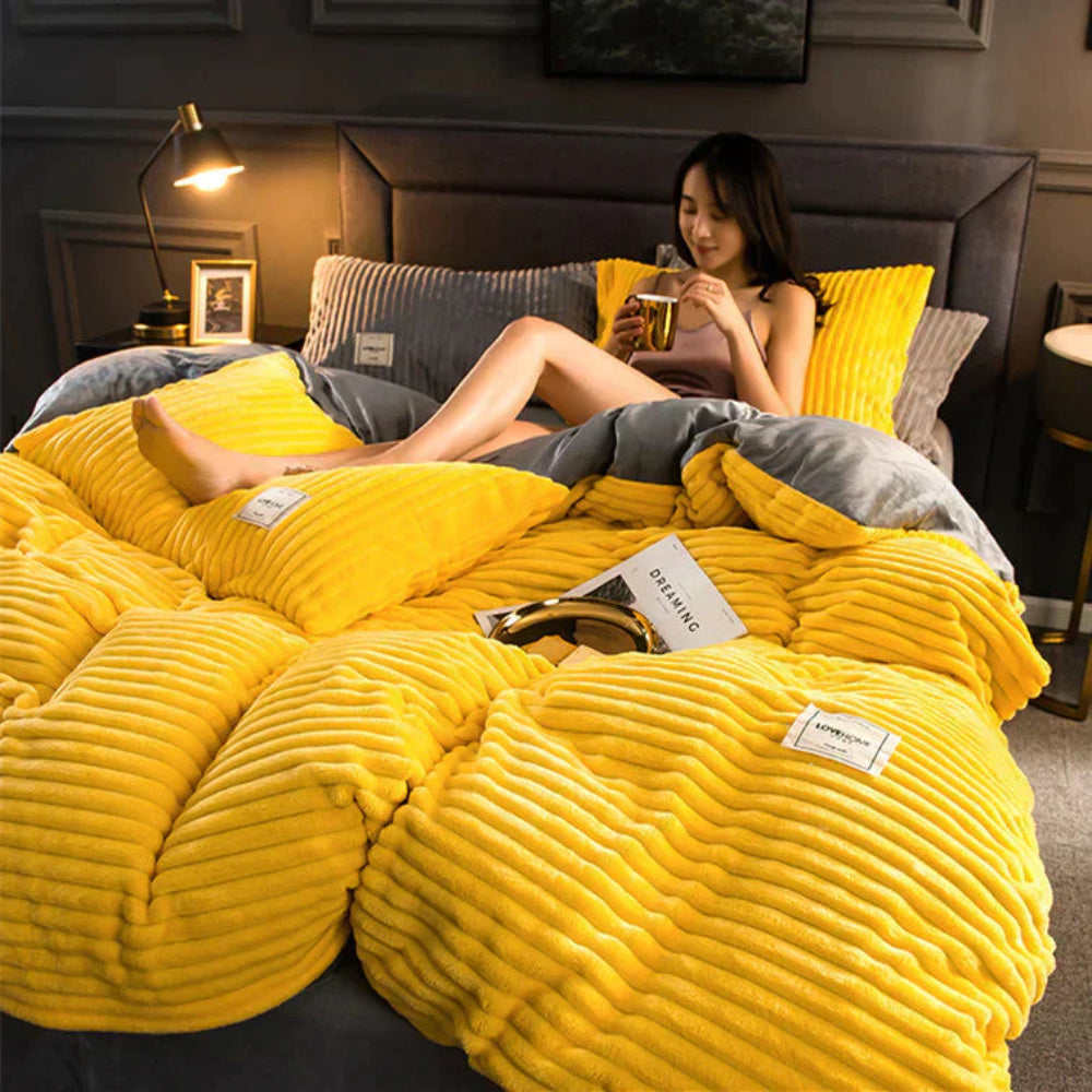 Cozy Velvety Fleece Duvet Cover King Size Soft Warm Bedding Set 8