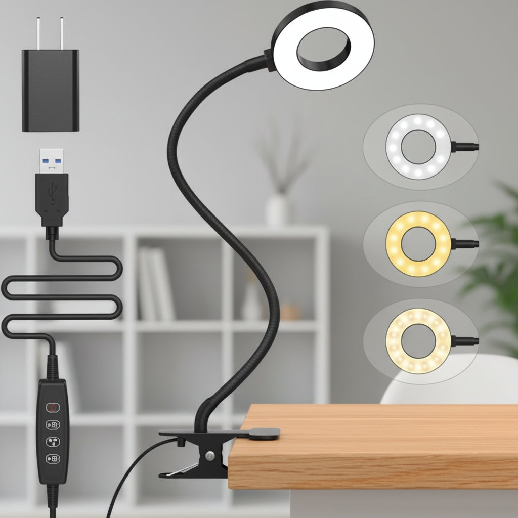 Flexible Clip-On LED Desk Reading Lamp